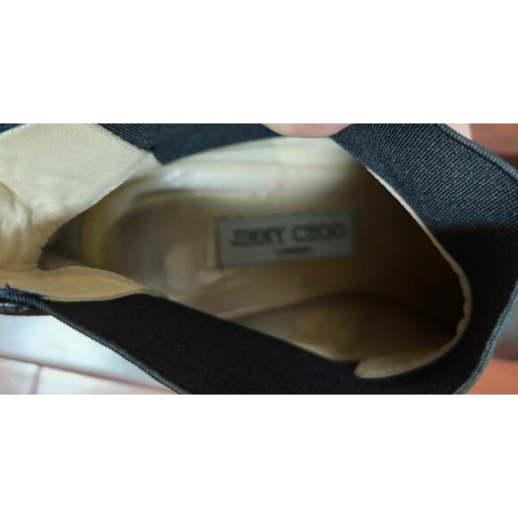Jimmy Choo Black Leather Chelsea Ankle Boots US10/EU41 Gold Heel Accent Slip-On - Picture 12 of 13